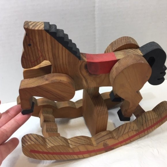 Vintage Handmade Wood Toy Rocking Horse Moveable Legs - Picture 5 of 12